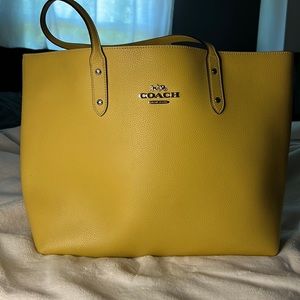 Yellow coach tote bag